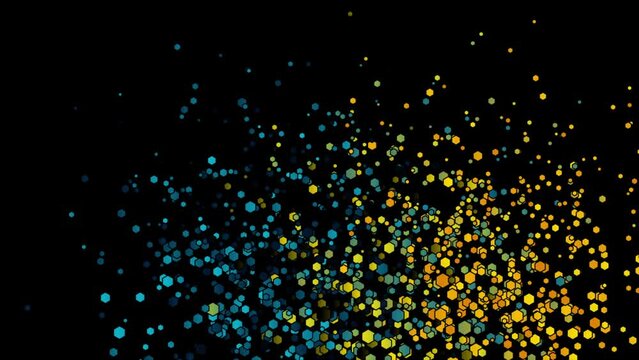 Blue and orange tech geometric hexagons abstract motion background. Seamless looping. Video animation Ultra HD 4K 3840x2160