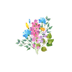 Watercolor Summer Floral Digital art Logo Card Wedding Invitations