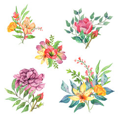 Watercolor Summer Floral Digital art Logo Card Wedding Invitations