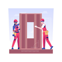 Framing walls isolated concept vector illustration. Contractors deals with walls framing, rough carpentry industry, residential area construction, private house building process vector concept.