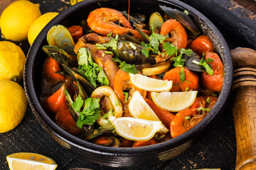 A plate of curry seafood