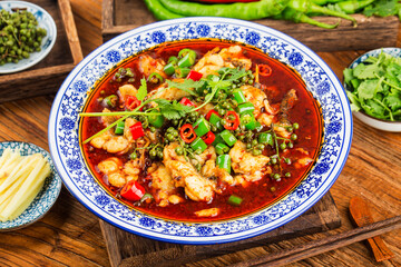 A Chinese delicacy: boiled fish