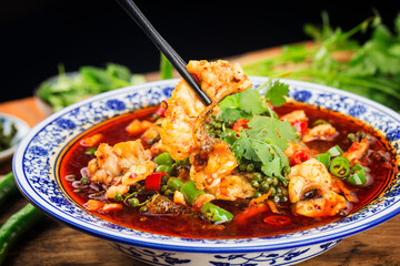 A Chinese delicacy: boiled fish