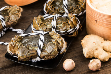 Raw Chinese mitten crab, shanghai hairy crab