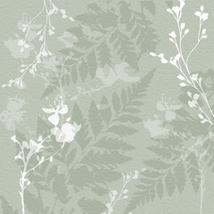 Fototapeta premium Delicate watercolor botanical digital paper floral background in soft basic nude beige tones