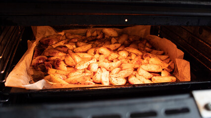 roasted potatoes in the oven