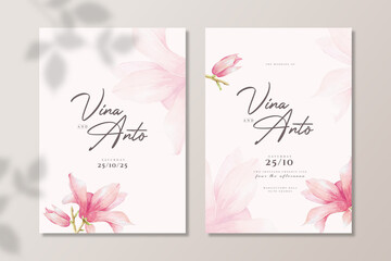 Beautiful Magnolia Flower Wedding Card Set Design