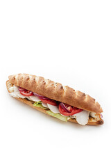 
baguette with chicken and vegetables