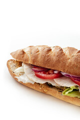 
baguette with chicken and vegetables