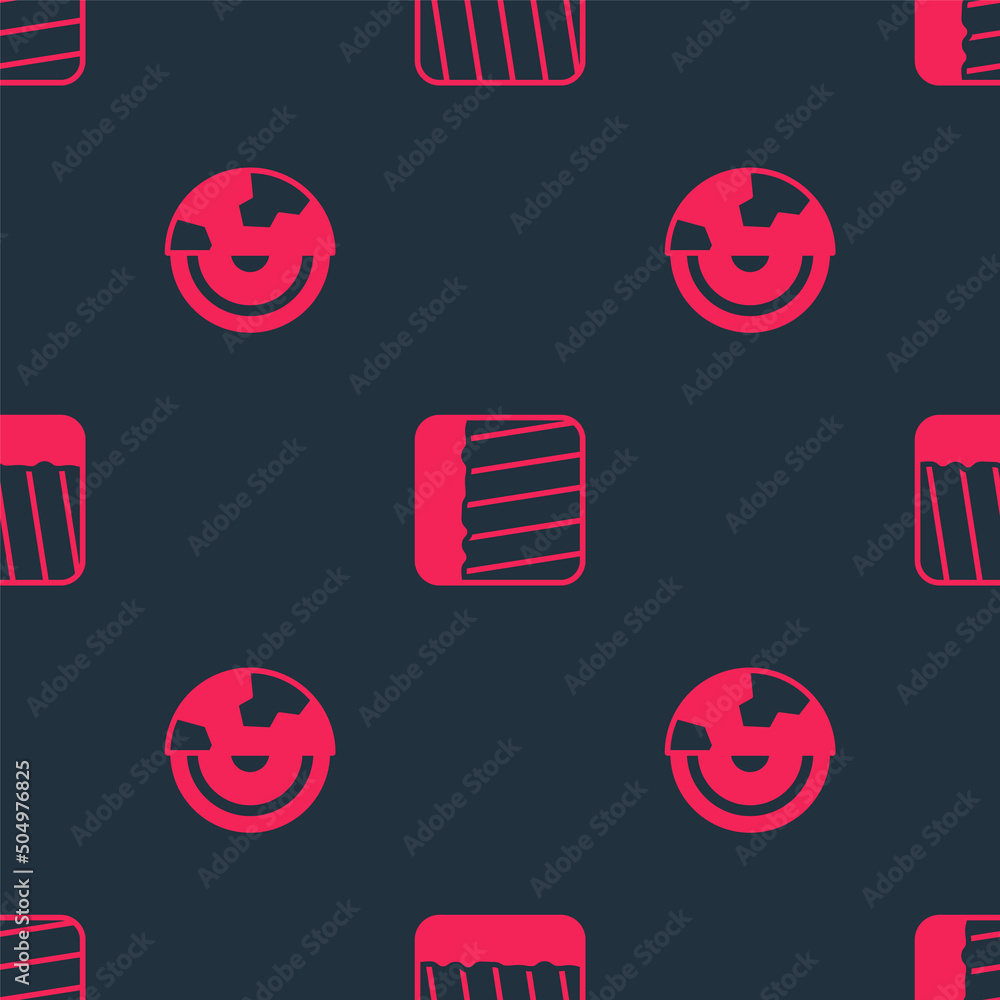 Poster set earth core structure crust and ground on seamless pattern. vector