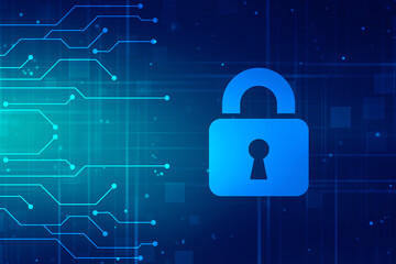 2d illustration Safety concept: Closed Padlock on digital background
