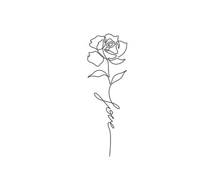 One line rose design Continuous line drawing of rose flower Beautiful rose  sign of love isolated on white background Tattoo idea Hand drawn  minimalism style vector illustration 1919205 Vector Art at Vecteezy