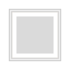 Photo frame. Gray square mockup. Realistic empty silver photoframe. Vector illustration isolated on white.