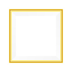 Photo frame. Golden square mockup. Realistic empty yelllow photoframe. Vector illustration isolated on white.