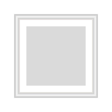 Photo frame. Gray square mockup. Realistic empty silver photoframe. Vector illustration isolated on white.