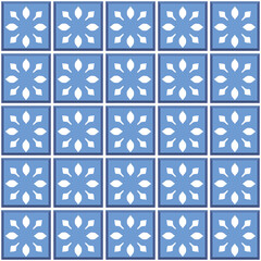 Fototapeta na wymiar Vector. Seamless mediterranean geometric folk pattern. Talavera template. Portuguese azulejo. Simple wall ceramic tile. Moroccan mosaic. Spanish porcelain. Tiles for the bathroom, kitchen, pool.