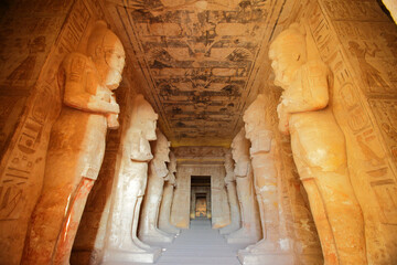 The hypostyle hall of the Great Temple, with Osiris pillars, Abu Simbel, Aswan, Egypt