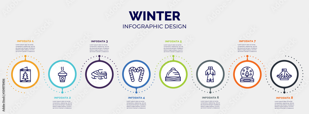 Poster infographic for winter concept. vector infographic template with icons and 8 option or steps. includ