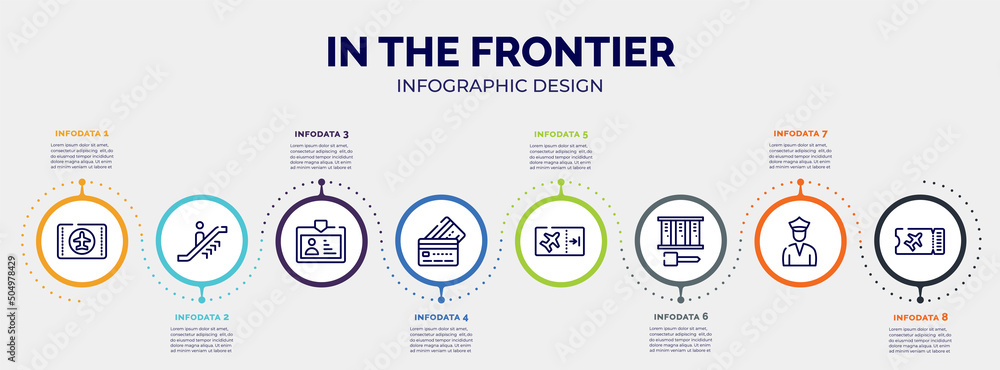 Poster infographic for in the frontier concept. vector infographic template with icons and 8 option or step
