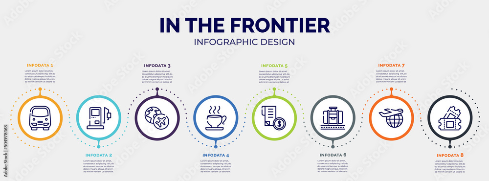 Poster infographic for in the frontier concept. vector infographic template with icons and 8 option or step