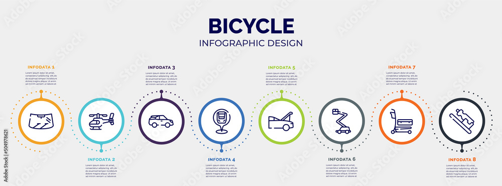 Poster infographic for bicycle concept. vector infographic template with icons and 8 option or steps. inclu