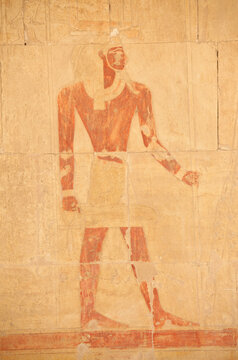 Wall paintings at Hatshepsut's Temple at Deir el-Bahari, on the West Bank of Luxor, Egypt