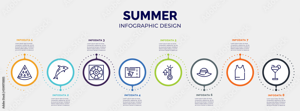Poster infographic for summer concept. vector infographic template with icons and 8 option or steps. includ