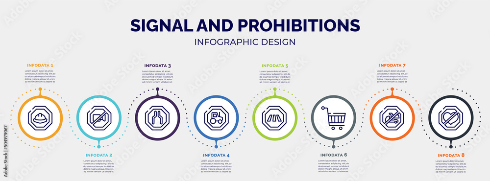 Poster infographic for signal and prohibitions concept. vector infographic template with icons and 8 option