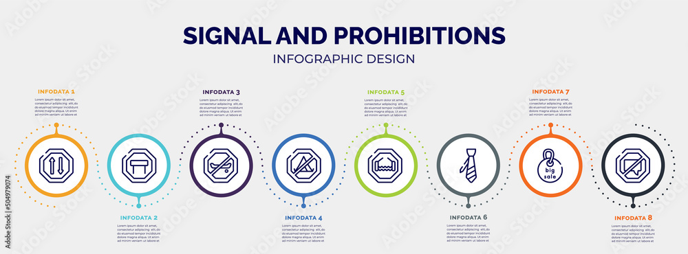 Poster infographic for signal and prohibitions concept. vector infographic template with icons and 8 option