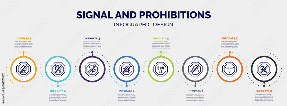 Poster infographic for signal and prohibitions concept. vector infographic template with icons and 8 option