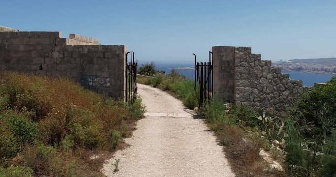 Abandonment entrance of the historic Second World War Fort Campbell in Malta