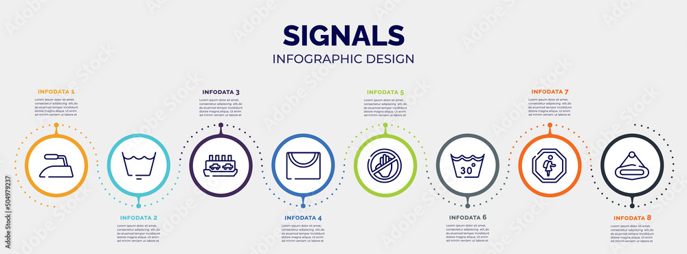 Poster infographic for signals concept. vector infographic template with icons and 8 option or steps. inclu