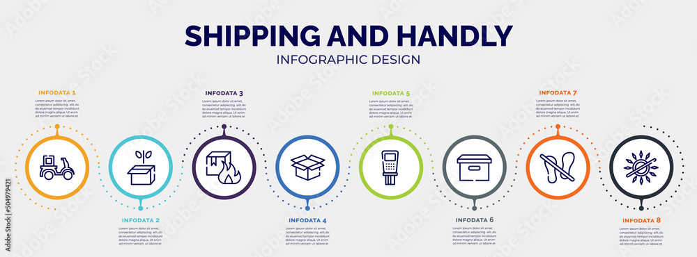Poster infographic for shipping and handly concept. vector infographic template with icons and 8 option or 