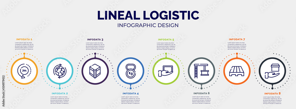 Poster infographic for lineal logistic concept. vector infographic template with icons and 8 option or step