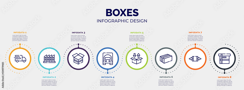 Poster infographic for boxes concept. vector infographic template with icons and 8 option or steps. include