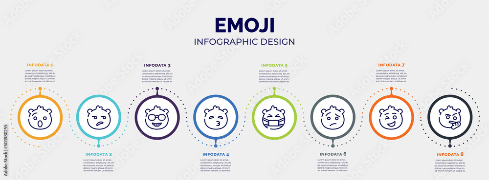 Poster infographic for emoji concept. vector infographic template with icons and 8 option or steps. include