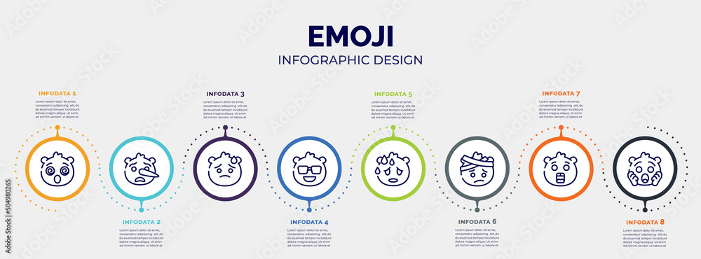 Poster infographic for emoji concept. vector infographic template with icons and 8 option or steps. include