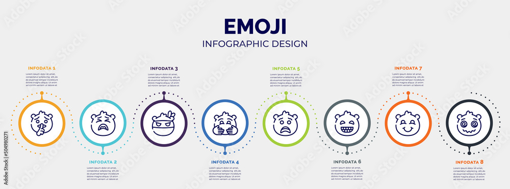 Poster infographic for emoji concept. vector infographic template with icons and 8 option or steps. include