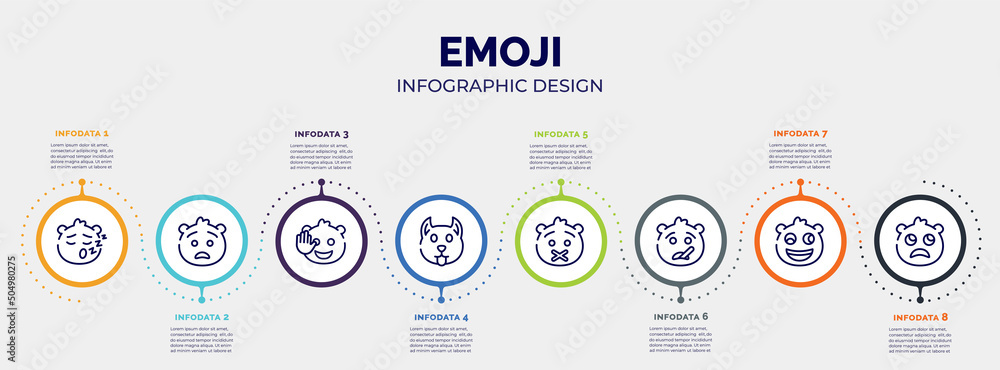 Poster infographic for emoji concept. vector infographic template with icons and 8 option or steps. include
