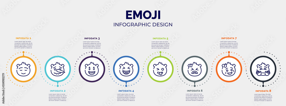 Poster infographic for emoji concept. vector infographic template with icons and 8 option or steps. include