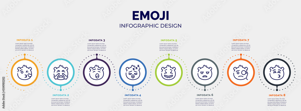 Poster infographic for emoji concept. vector infographic template with icons and 8 option or steps. include