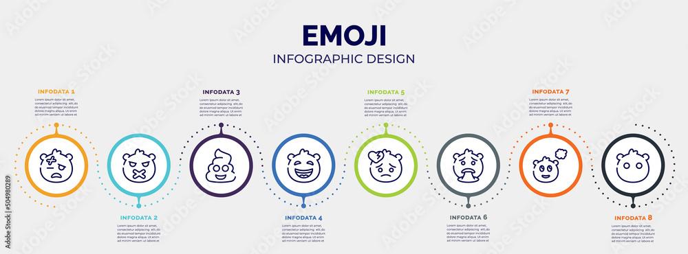 Poster infographic for emoji concept. vector infographic template with icons and 8 option or steps. include