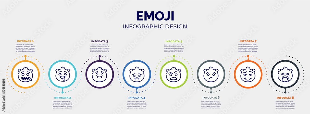 Poster infographic for emoji concept. vector infographic template with icons and 8 option or steps. include