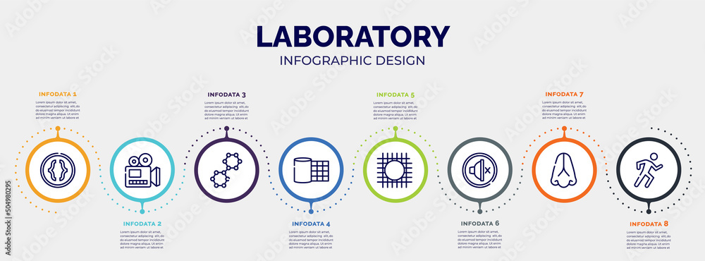 Aufkleber infographic for laboratory concept. vector infographic template with icons and 8 option or steps. in