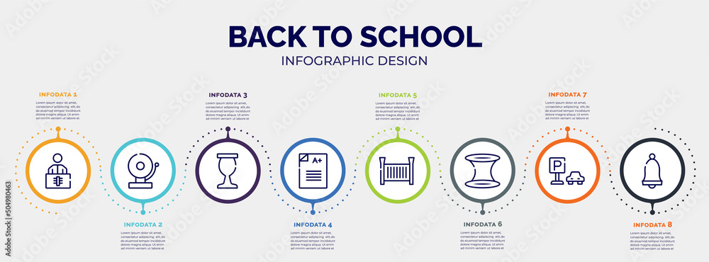 Poster infographic for back to school concept. vector infographic template with icons and 8 option or steps