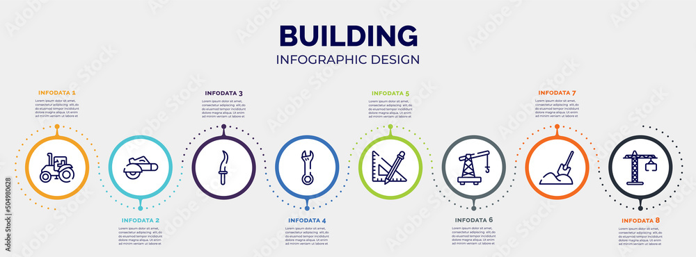 Poster infographic for building concept. vector infographic template with icons and 8 option or steps. incl