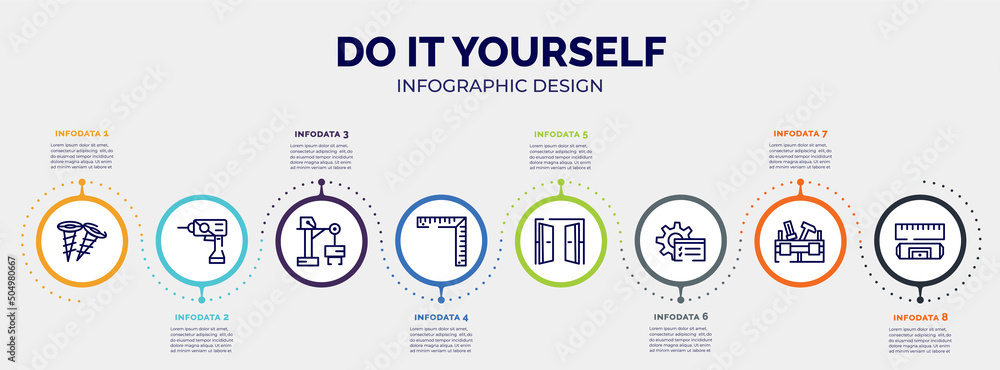 Aufkleber infographic for do it yourself concept. vector infographic template with icons and 8 option or steps