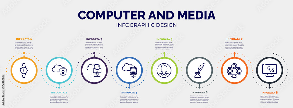 Poster infographic for computer and media concept. vector infographic template with icons and 8 option or s