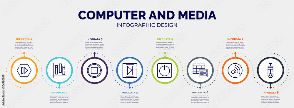 Poster infographic for computer and media concept. vector infographic template with icons and 8 option or s