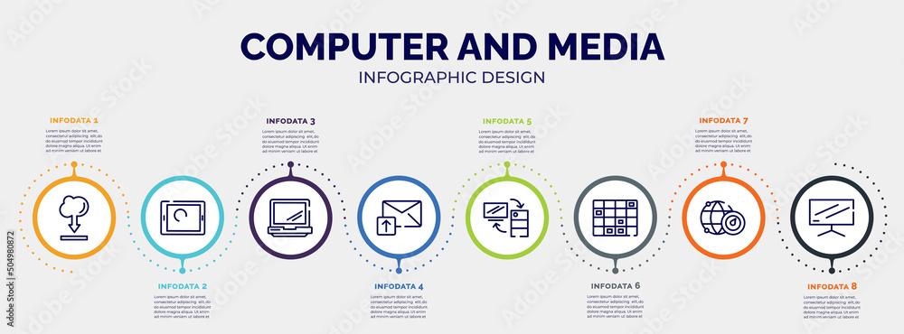 Poster infographic for computer and media concept. vector infographic template with icons and 8 option or s
